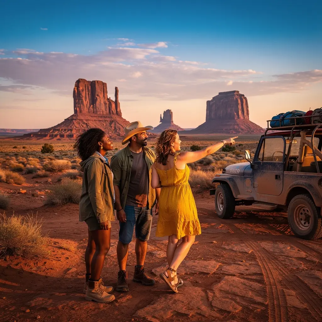 Песчаные дюны на закате, освещенные теплым светом.