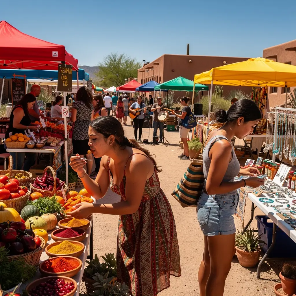 Кемпинг в пустыне с палатками и костром под звездным небом.