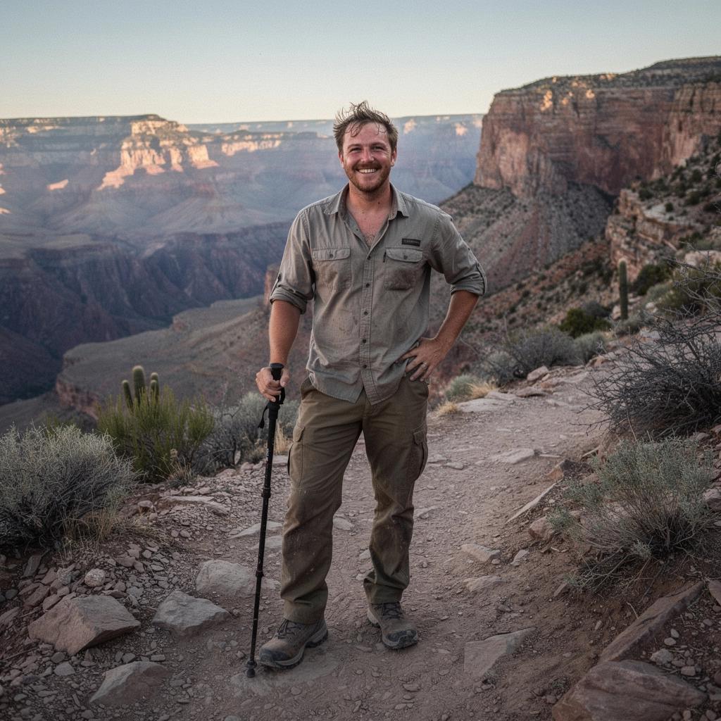 Узкая тропа среди высоких каменных стен каньона.